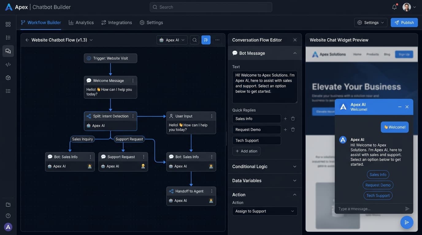 AI chat agent builder interface